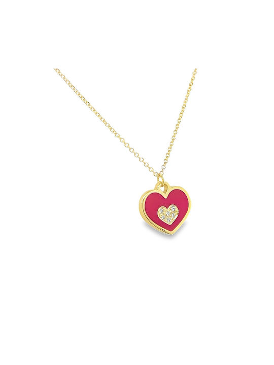 Xryseio Necklace with design Heart from Gold 14K with Diamond