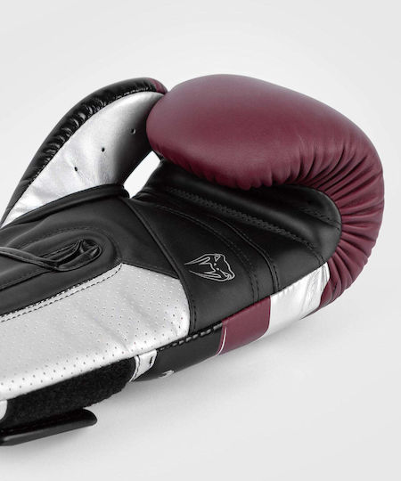 Venum Elite Evo Boxhandschuhe Burgund Silber