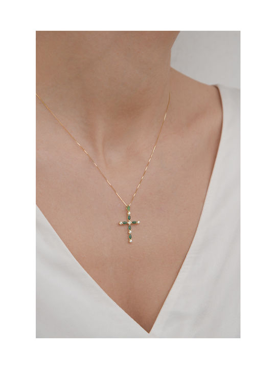 Kritsimis Gold Kreuz 14K mit Kette