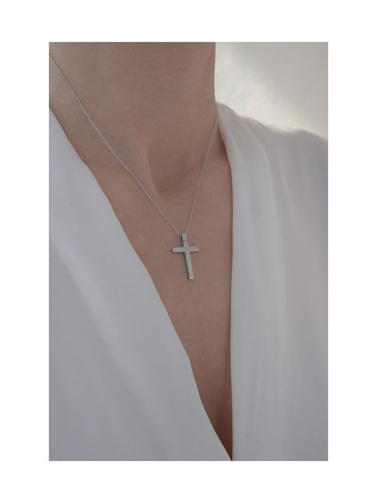 Kritsimis Women's White Gold Cross 14K with Chain