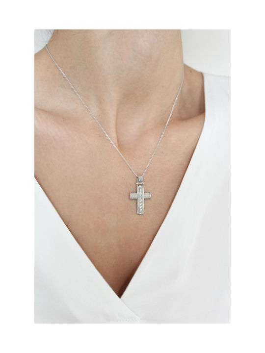 Kritsimis Women's White Gold Cross 14K with Chain