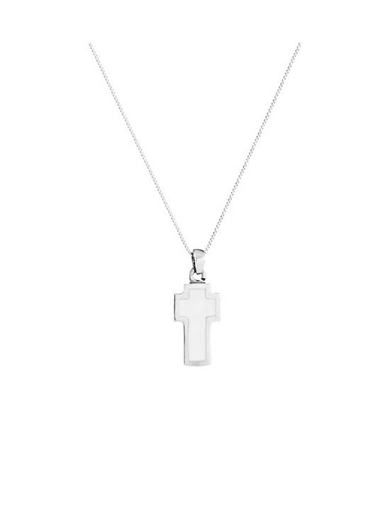 Kritsimis White Gold Cross 14K with Chain