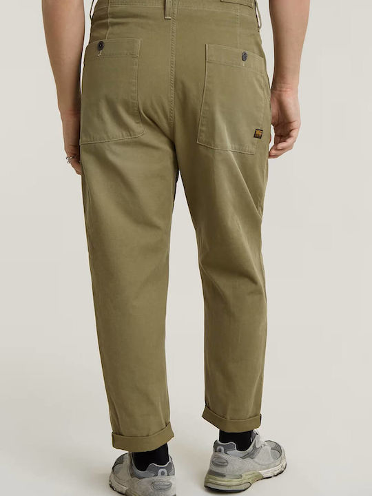 G-Star Raw Pleated Herrenhose Chino in Relaxed Passform Smoke Olive