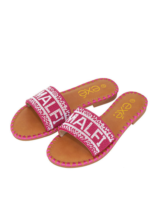 Women's Flat Sandals in Fuchsia Color