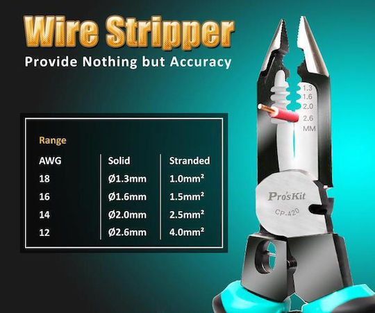 Proskit Cable Stripper Pliers with Cutter and 225mm Length