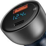 Baseus Auto-Ladegerät 65W 5A Schnellladung mit Anschlüssen: 1xUSB 1xType-C Gray Farbe
