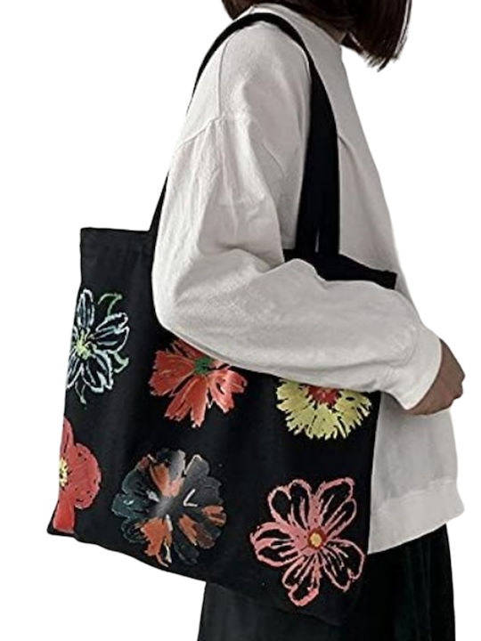 Women's Tote Bag Casual "flowers" Black 4903020251014