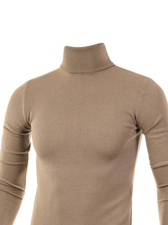 5Evenstar Men's Long Sleeve Blouse Turtleneck Beige