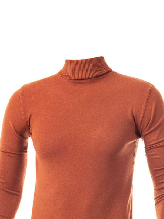 5Evenstar Men's Long Sleeve Blouse Turtleneck Brown