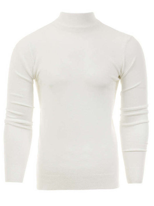 New Mentality Men's Long Sleeve Blouse Turtleneck White