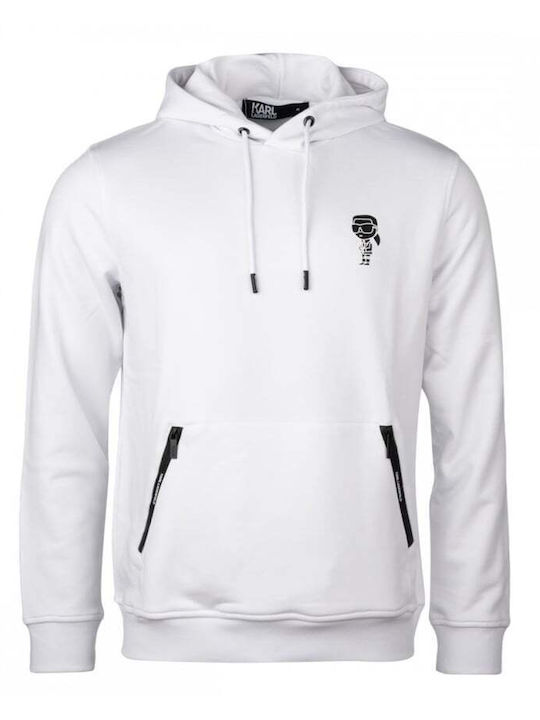 Karl Lagerfeld Men's Sweatshirt with Hood and Pockets White