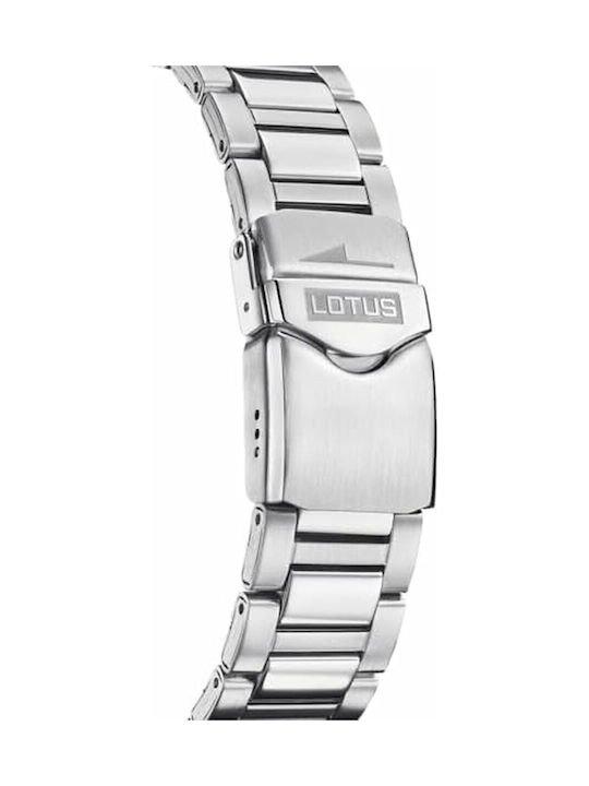 Lotus Watches Ανδρικό Ρολόι Μπαταρίας με Ασημί Ατσάλινο Μπρασελέ