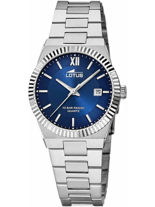 Lotus Watches Γυναικείο Ρολόι 31.5mm Μπαταρίας με Ασημί Μεταλλικό Μπρασελέ