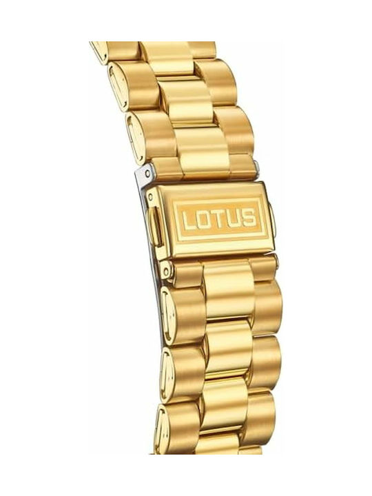 Lotus Watches Ανδρικό Ρολόι Μπαταρίας με Χρυσό Μεταλλικό Μπρασελέ