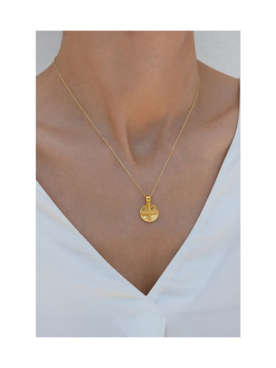 Kritsimis Pendant Kids Talisman Double Sided with Chain Constantine from Gold 14K 52YK5743-2776