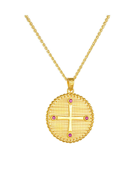 Kritsimis Pendant Kids Talisman Double Sided with Chain Constantine from Gold 14K 52RK6679-2857