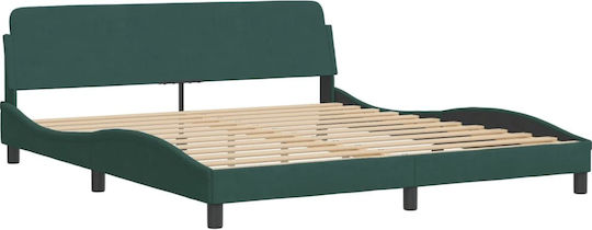 vidaXL King Size Bett mit Stoff Dunkelgrün mit Lattenrost & Matratze 180x200cm