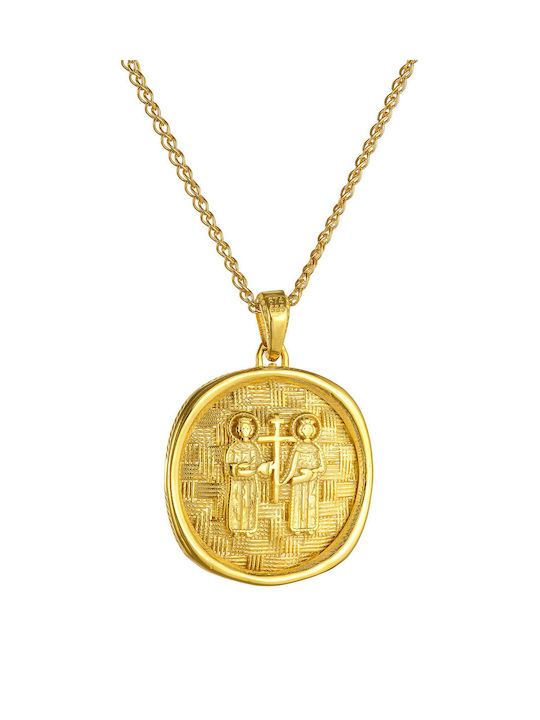 Kritsimis Pendant Kids Talisman Double Sided with Chain Constantine from Gold 14K 52RK6322-2841