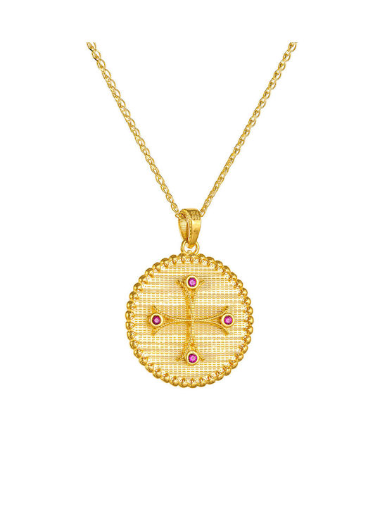 Kritsimis Pendant Kids Talisman Double Sided with Chain Constantine from Gold 14K 52RK6680-2872