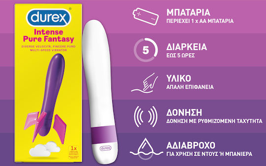 Durex Intense Pure Fantasy Multi-speed Vibrator Classic Vibrator 17.5cm White