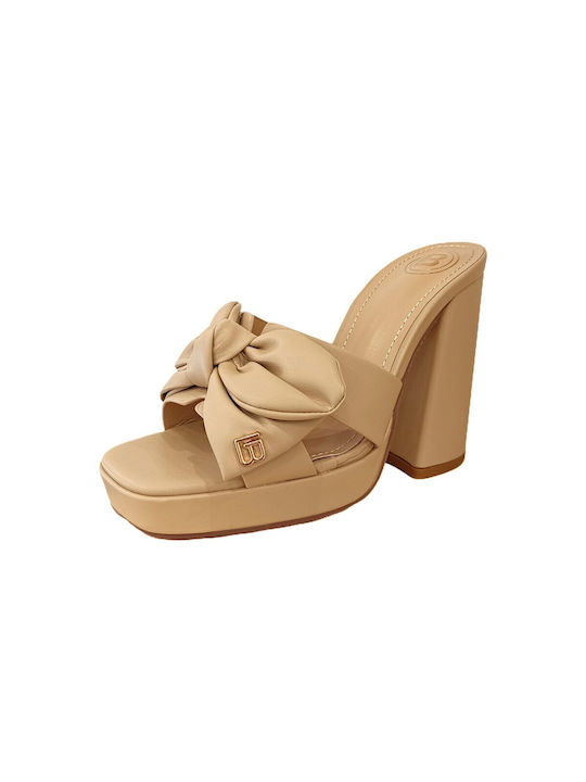 Laura Biagiotti Chunky Heel Mules Beige