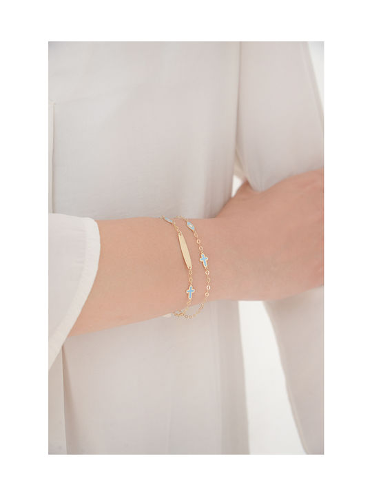 Kritsimis Kids Bracelet ID from Gold 14K with Evil Eye