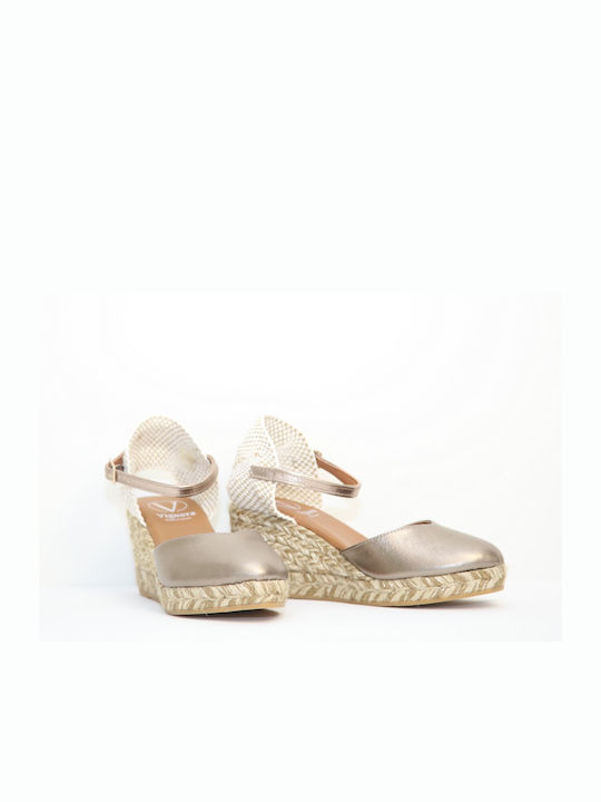 Viguera Women's Leather Platform Espadrilles Gold