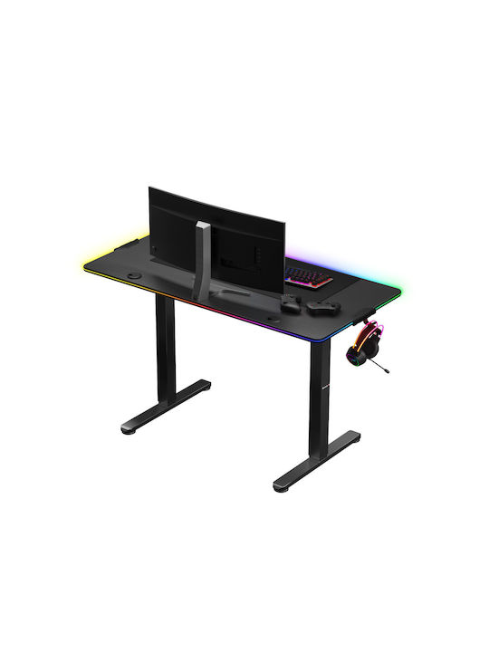 Ηλεκτρικό Γραφείο Hero 8.2 RGB Ξύλινο Black με Μεταλλικά Πόδια, Ρυθμιζόμενο Ύψος & LED 120x60x72εκ.