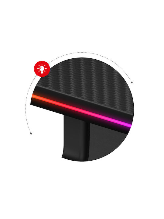 Ηλεκτρικό Γραφείο Hero 8.2 RGB Ξύλινο Black με Μεταλλικά Πόδια, Ρυθμιζόμενο Ύψος & LED 120x60x72εκ.