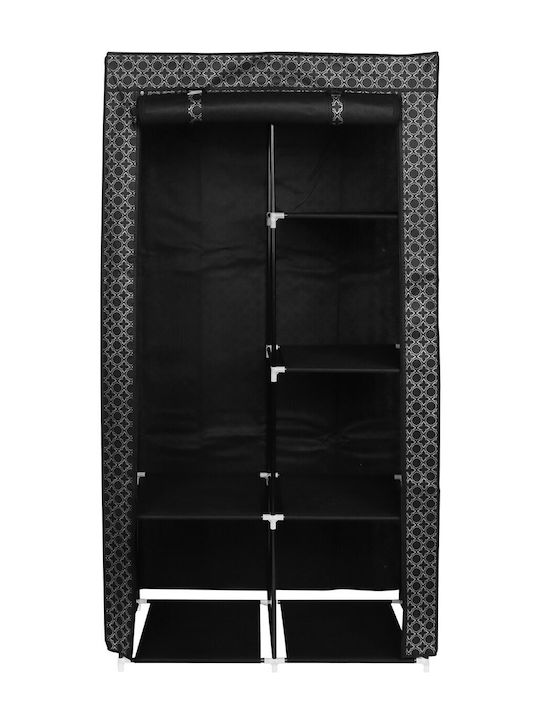 Saska Garden Текстилни гардероби с Цип и Рафтове в Черен Цвят 88x46x170см