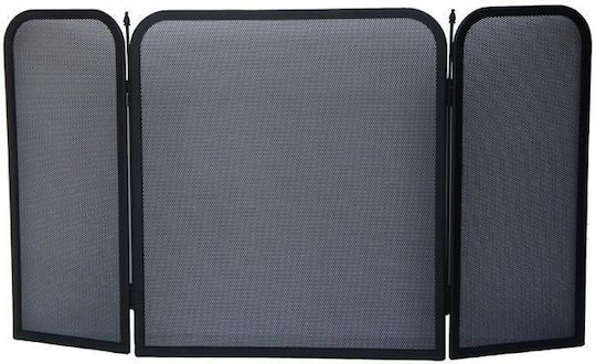 Cover Metallic Fireplace Screen with 3 Panels 97x53cm Black