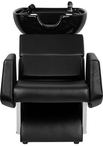 Gabbiano Stationary Hair Salon Sink With Black Chair Made Of Synthetic Skin