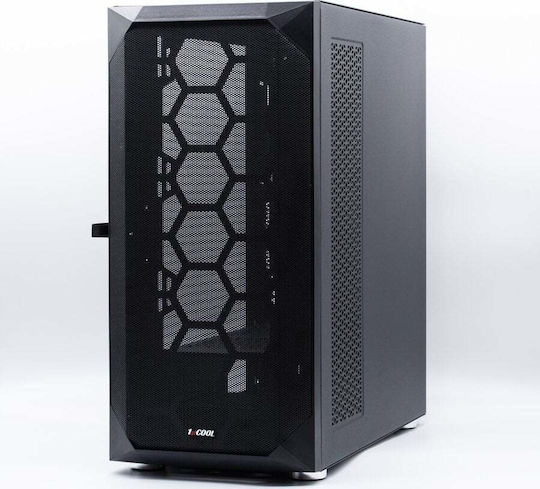 1stCOOL Wind Storm Gaming Midi-Turm Computergehäuse mit Seitenfenster und RGB-Beleuchtung Schwarz
