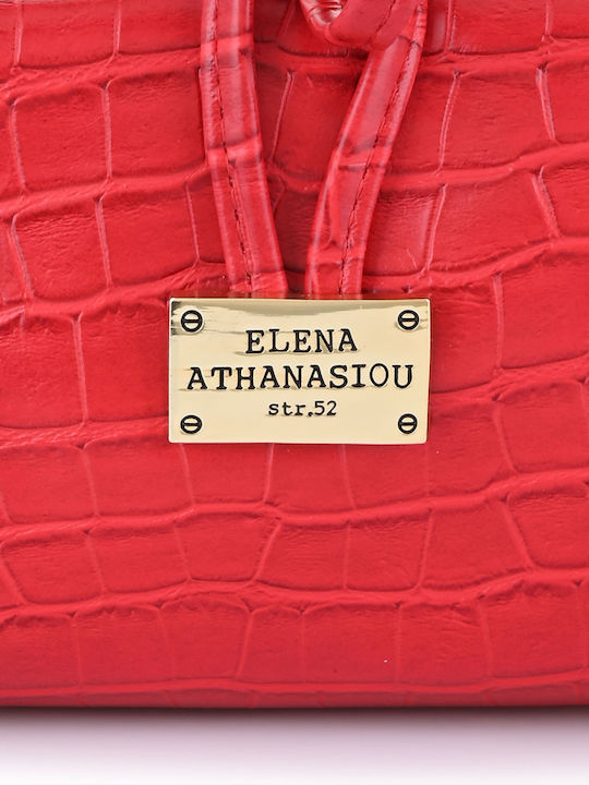 Elena Athanasiou Croco Lunchbag Red Handbag