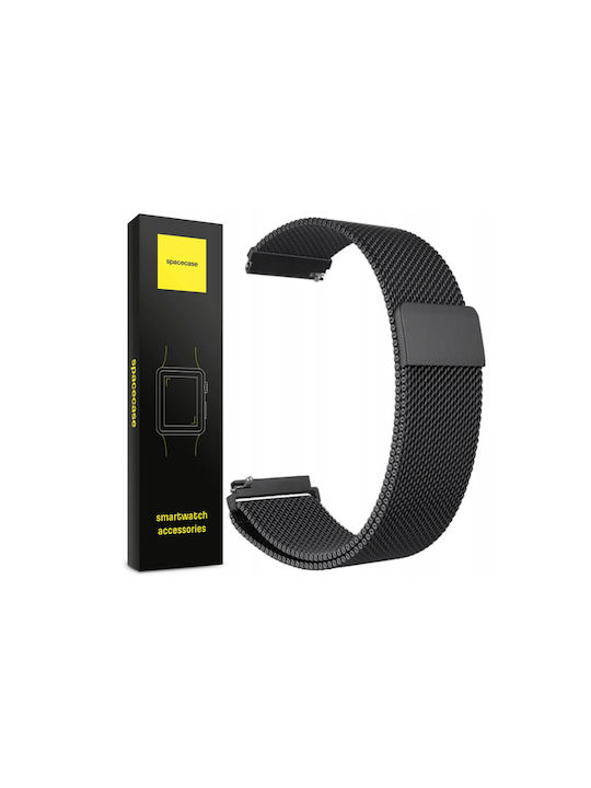 Spacecase Milanese Universal Metal Strap Smartwatches 20mm Stainless Steel Black 5903943240692