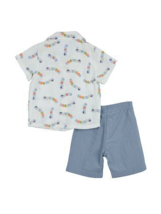 Babylon Kids Set with Shorts Summer 2pcs White Blue