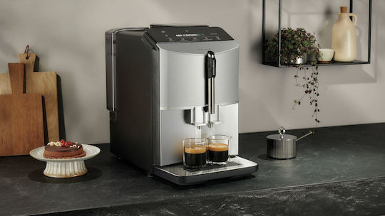 Αυτόματη Μηχανή Espresso 1300W Πίεσης 15bar για Cappuccino με Μύλο Άλεσης Ασημί TF303E01