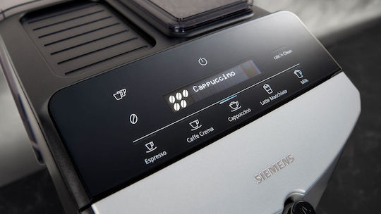 Αυτόματη Μηχανή Espresso 1300W Πίεσης 15bar για Cappuccino με Μύλο Άλεσης Ασημί TF303E01