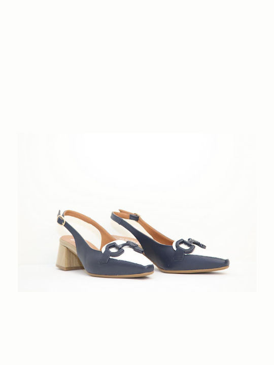 D Chicas Leder Pumps mit mittelhohem Absatz Blau