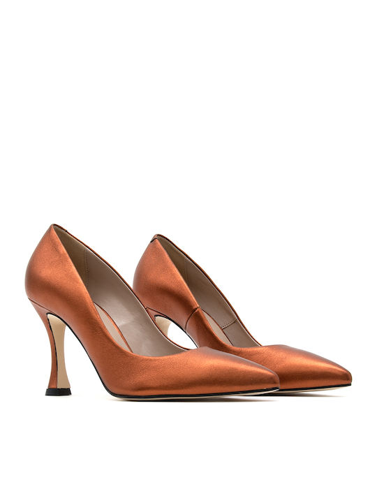 Leather Orange High Heels