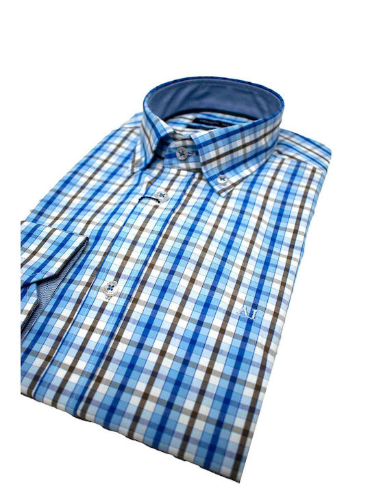 Artisti Italiani Men's Shirt Checked Light Blue