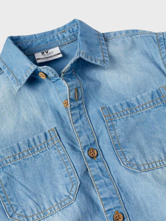 Kids Shirt Short Sleeve Denim Blue