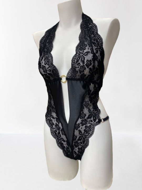 Frauen Bodysuit mit Spitze Schwarz