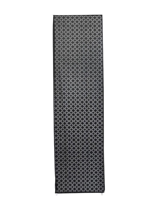 Saska Garden Fabric Wardrobe with Zipper and Shelves in Black Color 170x90x170cm