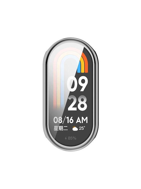 Калъф за Xiaomi Mi Band 8 с пълно покритие от TPU с електроплакиране защитен кейс за часовник - сребърен