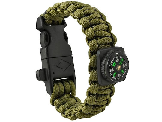 Survival Kit Bracelet with Compass Green