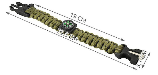 Survival Kit Bracelet with Compass Green