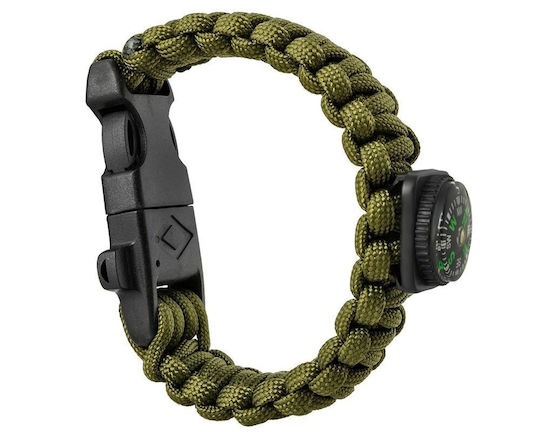 Survival Kit Bracelet with Compass Green
