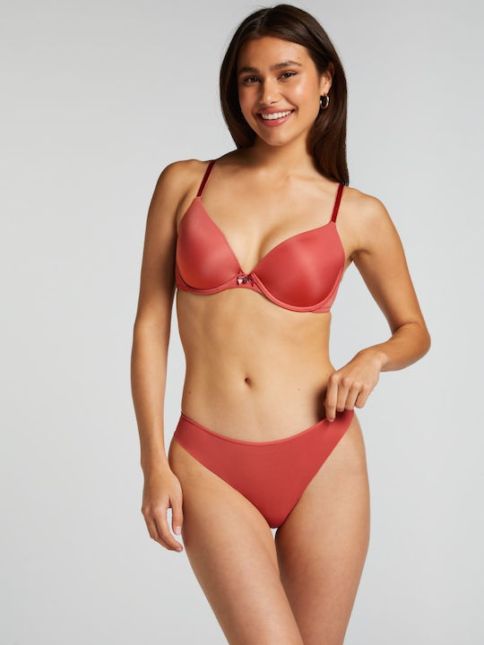 Hunkemöller Damen Zeichenfolge Nahtlos mit Spitze Mineral Red