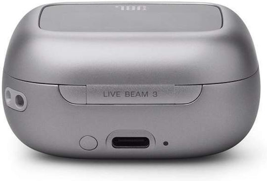 JBL Live Beam 3 In-Ear Bluetooth-Freisprecheinrichtung Kopfhörer mit Schweißresistenz und Ladeetui Silber